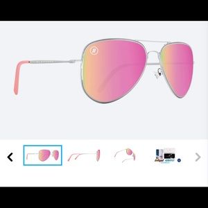 Pink aviators, mirrored lens, polarized.  Silver frame and pink detail.